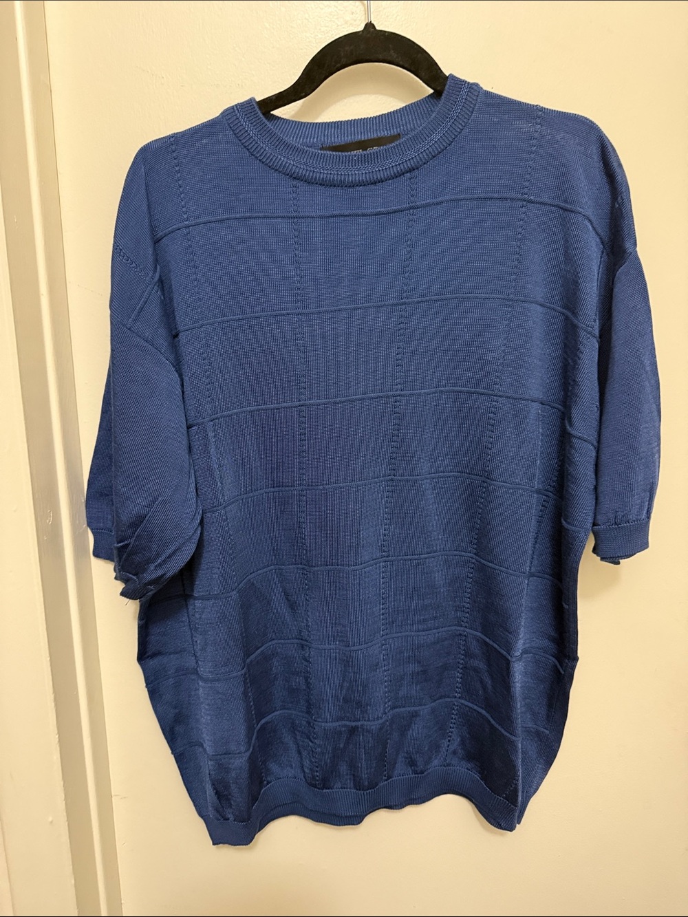 Men's Crewneck Short-Sleeve Sweater in Blue